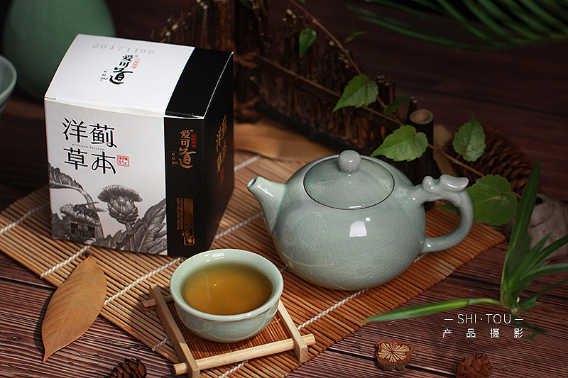 墨绿鎏金中的秘境之饮 洋蓟茶产品摄影创作记
